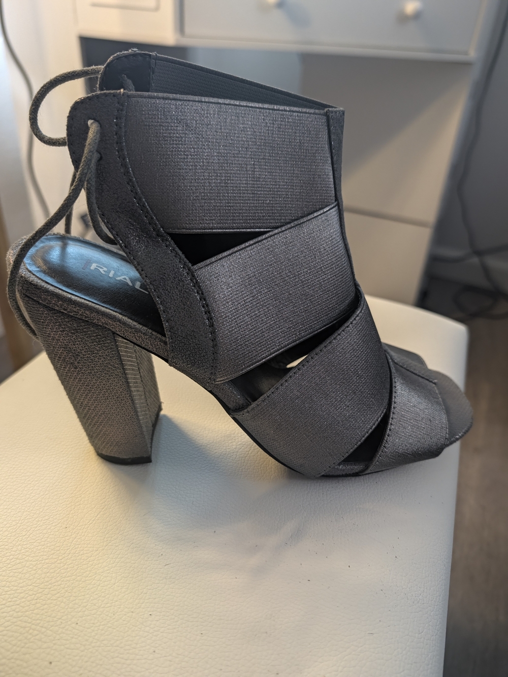 Rialto Metallic Pewter Glitter Heel